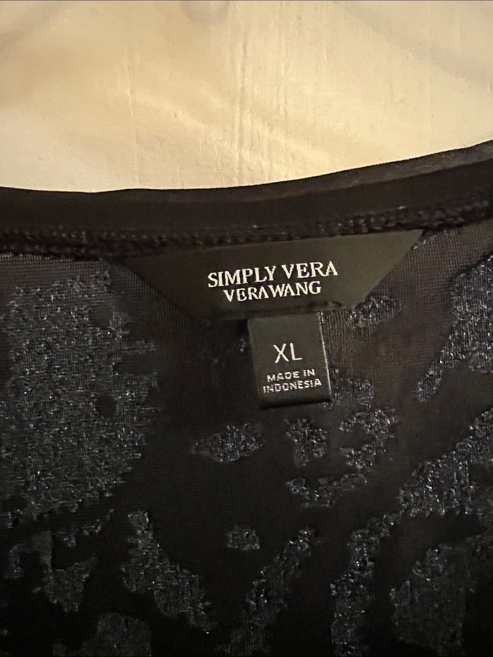 Simply Vera Black & Navy Burnout Velvet Long Sleeve Top - Picture 2 of 7